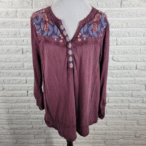 Style Co Womens Top 2X Plus Tunic Roll Tab Sleeve Muted Purple PUR21E